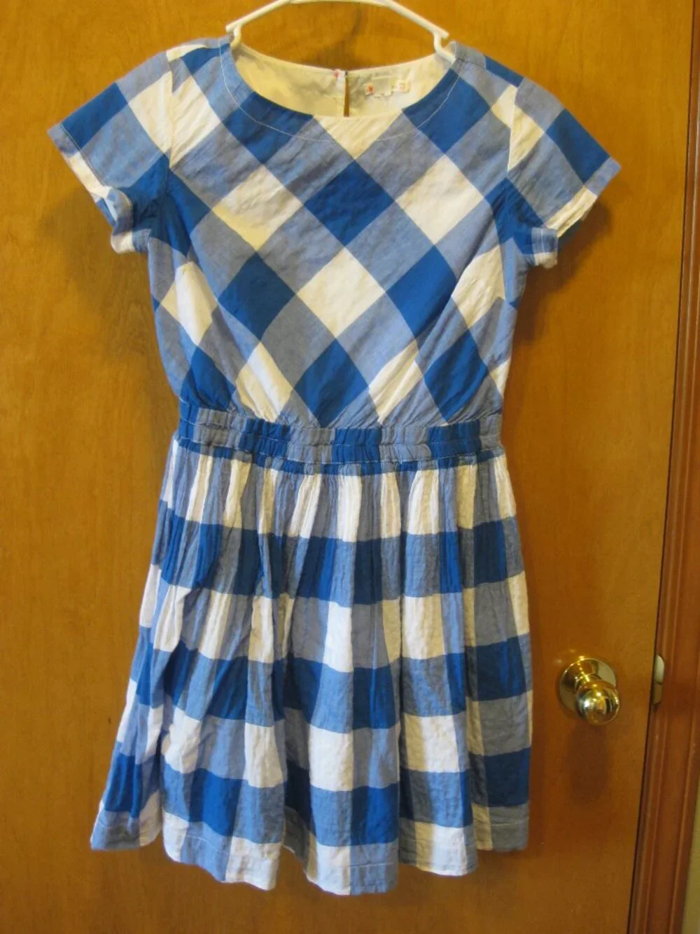 Crewcuts Girls Blue White Gingham Checked Summer Spring Dress Size 12 JCrew